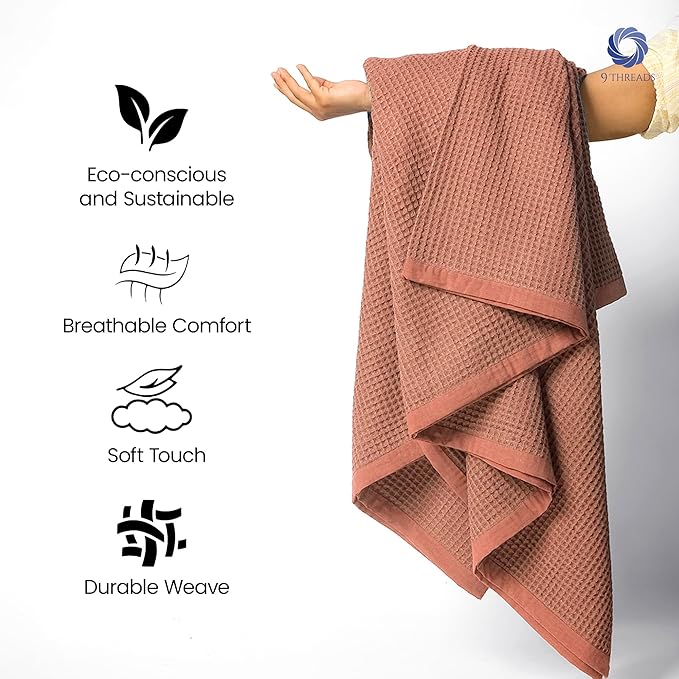 100% Long Staple Cotton Waffle Multipurpose Blanket | Soft & Breathable, Lightweight All-Season Throw for Bed/Couch/Sofa | Machine Washable | (Waffle-Coffee, Queen (U.S. Standard))