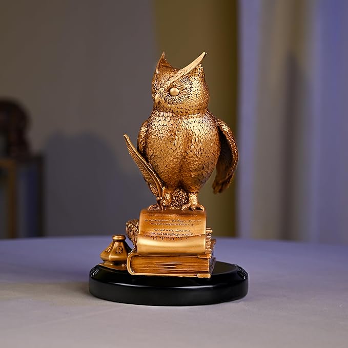 Owl Statue for Home Decor Indoor Idol for Desk Tabletop Collectible Figurines Horned Owl of Wisdom Decorative Statue for Money Wisdom, Handmade Sculpture