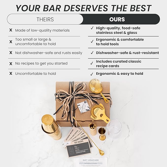 A Bar Above 32-Piece Bartender Kit for Home Bar, Premium Professional Barware Set with Boston Shaker, Jigger, Mixing Glass, Bar Tools and Accessories, Ideal Bartending Gift for Cocktail Lovers