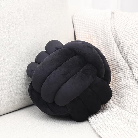 Petrella Knot Pillow Ball Round Throw Pillows Home Decor Cushion Decorative Aesthetic Throw Pillows，Black 13inch