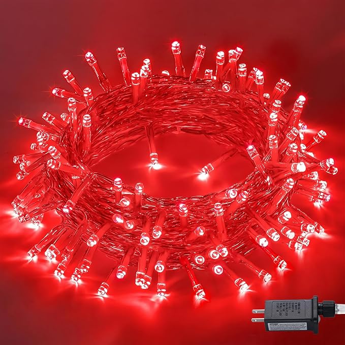 JMEXSUSS 150 LED Red Halloween Lights Indoor Outdoor Waterproof, Connectable 59 Ft Red String Lights Plug in, 8 Modes Christmas Light for Bedroom Patio Party Halloween Decor
