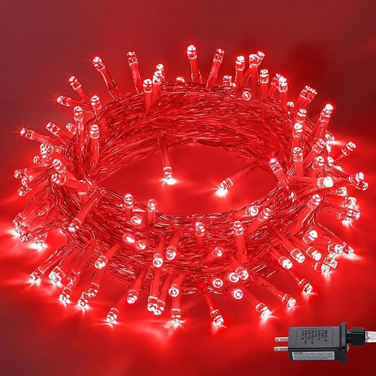 JMEXSUSS 150 LED Red Halloween Lights Indoor Outdoor Waterproof, Connectable 59 Ft Red String Lights Plug in, 8 Modes Christmas Light for Bedroom Patio Party Halloween Decor