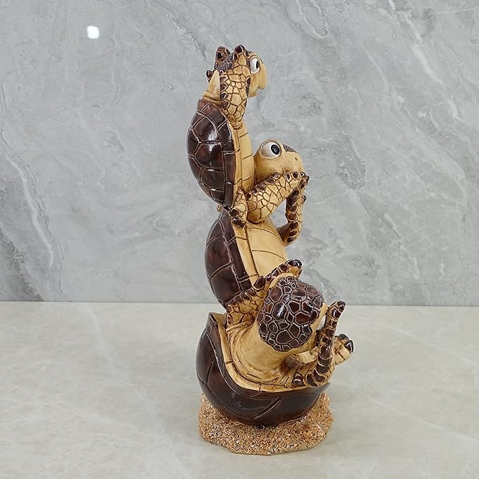Decorative Resin Sea Turtle Statue. Lovely Baby Seaturtle Figurine. Wild sea Life Blue Sea Turtle Table Décor. and Gift, Lucky Wealth Feng Shui Seaturtle Figurine (Brown3)