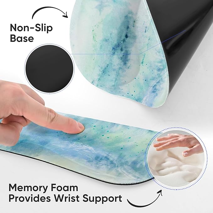 Ergonomic Keyboard Mouse Pad Wrist Rest Support Set for Laptop/Computer/Desktop,Memory Foam Hand Rest Wrist Cushion for Gaming/Office,Lightweight Comfortable & Pain Relief (Landscape Painting)