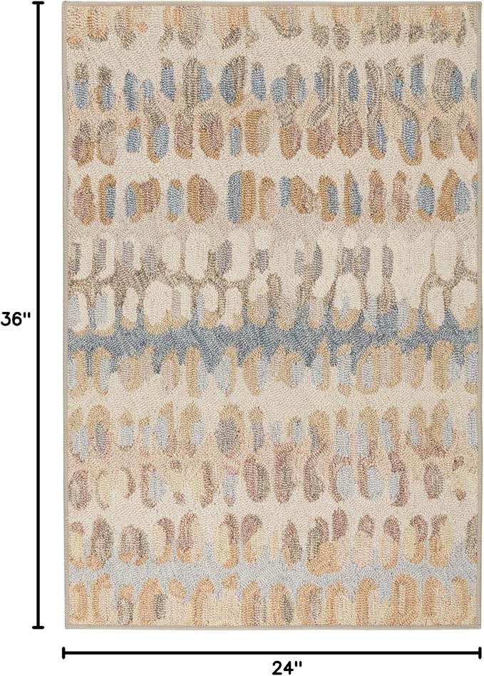 Dash and Albert Paint Chip Machine Washable Area Rug - 2' x 3' Natural - Geometric Accent Rug - Anti-Slip Backing, Lightweight, Machine Washable, High Traffic Areas Kitchen, Mudroom, Laundry Room
