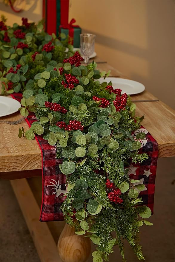 6.3FT Christmas 144 Branch Tips Cedar Garlands, Anna's Whimsy Artificial Pine Cypress Greenery Garland, Decorations Holiday Indoor Outdoor Christmas Decor Winter Garland