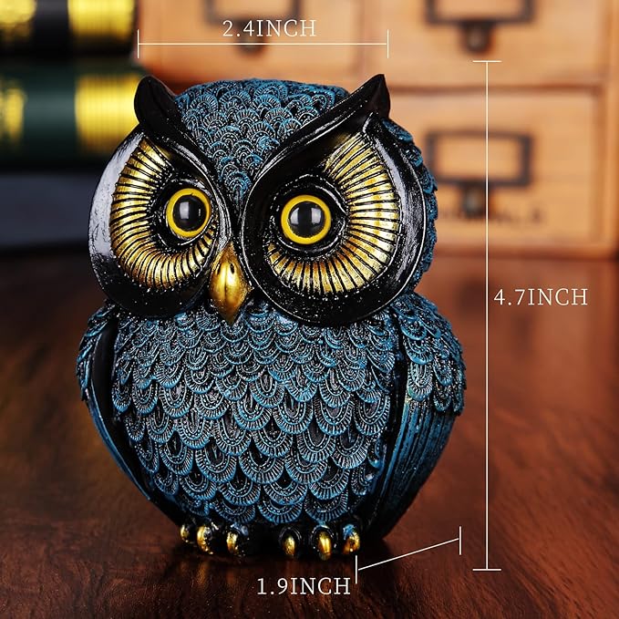Owl Figurines Resin Statue Home Decor Sculptures Ornament for Bookshelf Living Room,Housewarming Gift