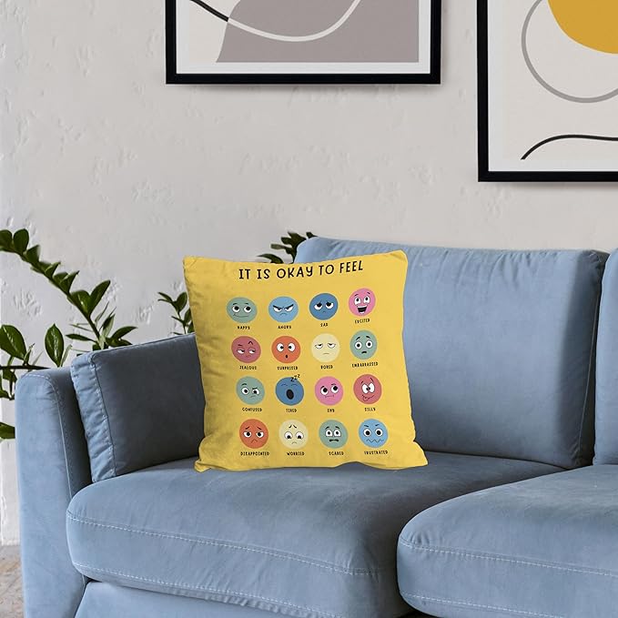 Calming Corner pillow coers Counseling Office Must Haves Throw Pillow Cover, Mental Health Pillowcase Decor for Home Kids,Mental Health Counselor Gifts, Calming Corner Pillow Covers 18x18 yellow