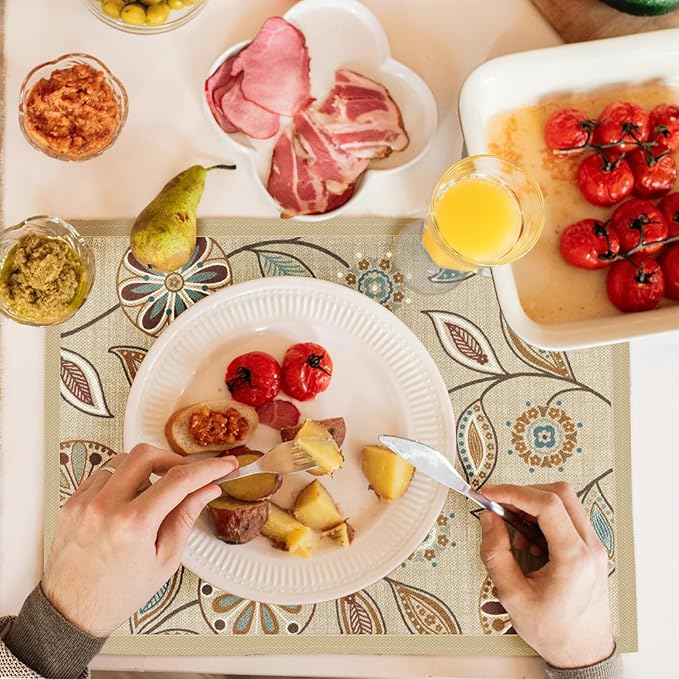 Snycler Table Runner Boho Table Runners Vintage Elegant Farmhouse Table Center Linen Decor for Home Dining Party Entrance (12x18 Inch ,Set of 4) Khaki