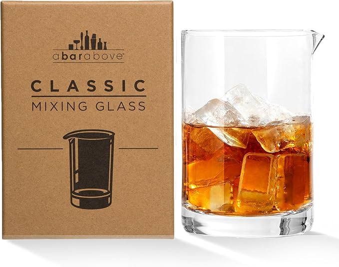 A Bar Above Classic Style Cocktail Mixing Glass, Thick, Sturdy Glass Beaker, to Mix and Stir Cocktails, Drink Mixer for Bar Mixing Set, Basic, Professional, or Home Bar Accessories, 18oz