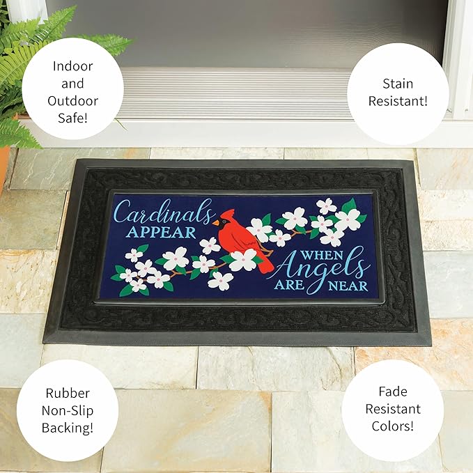Evergreen Sassafras Fall Christmas Holiday Doormat Insert Bundle & Tray Set of 5, Interchangeable Entrance Door mats Indoor and Outdoor Welcome Mat 30 x 18 Tray Non Slip Backing Low Profile