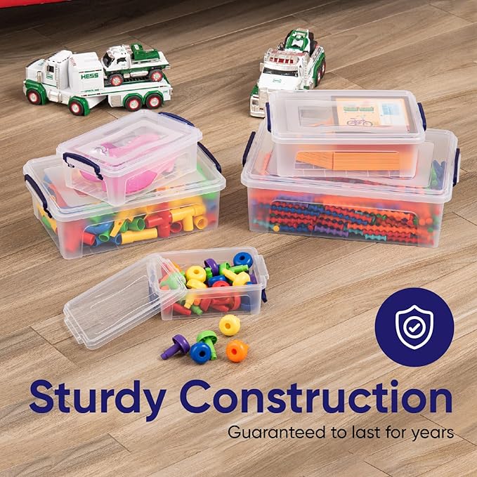 Superio Storage Bins with Lids- Clear Boxes for Organizing, Stackable Plastic Containers- BPA Free, Non-Toxic, Odor Free, Organizer for Home, Office, Dorm, 22.7 Qt, 3 Pack