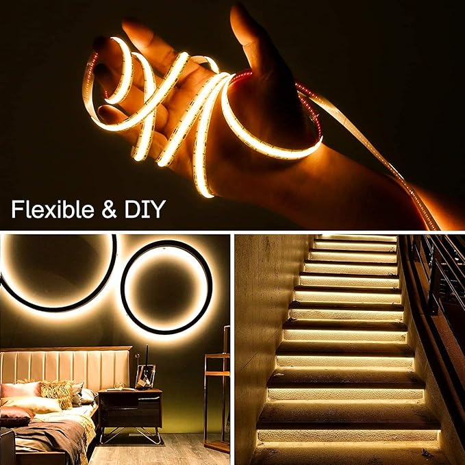 PAUTIX COB LED Strip Light CCT Tunable White IP65 Waterproof,CRI90+ 24ft/7.5m 2700K-6500K Dimmable 24V LED Tape Light,for Under Cabinet Bedroom Kitchen DIY Lighting(Adapter&Controller NOT Included)