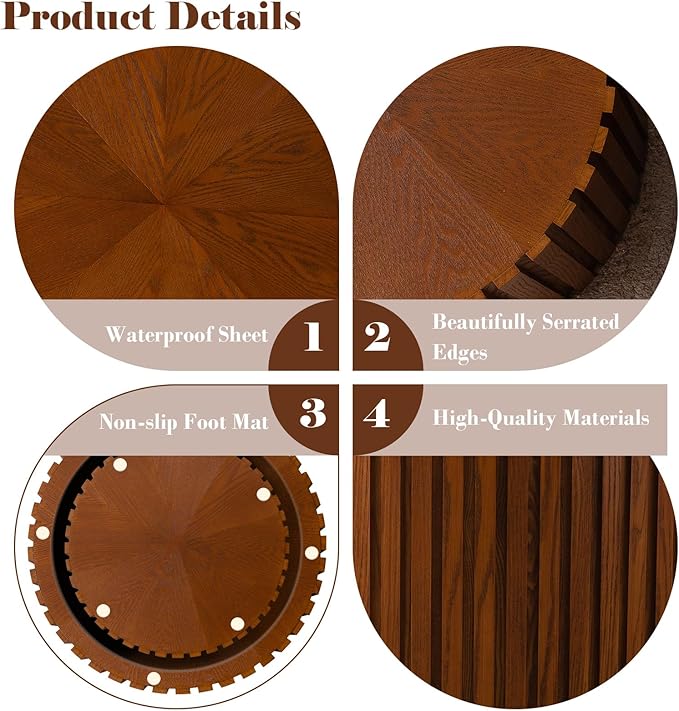 Modern Round Wooden Nesting Coffee Table Set of 2 Circle Tables with Non-Slip Feet, Accent Side End Table, Saving Space Design and No Need Assembly (FLARGE)