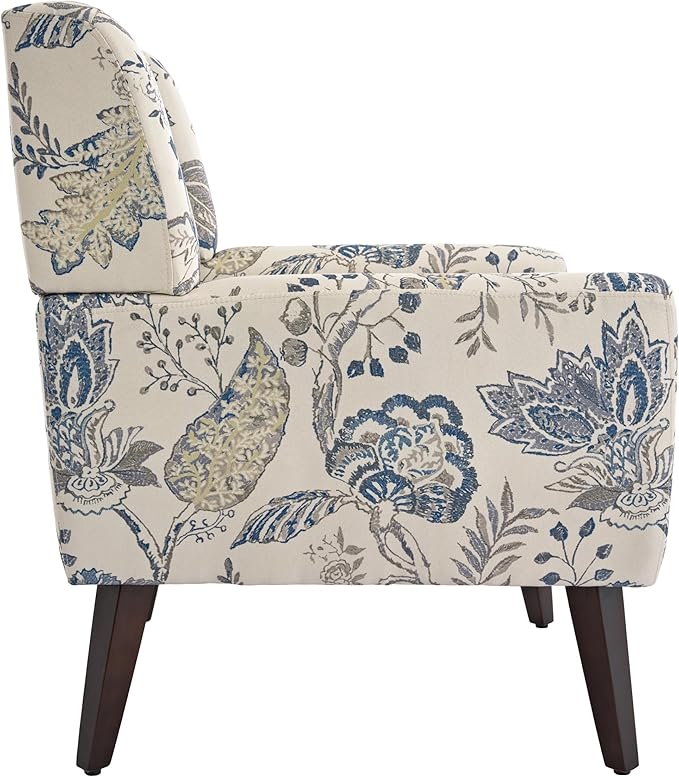 UIXE Floral Accent Chair, Modern Upholstered Armchair in Fabric for Living Room, Comfy Club Arm Chairs Single Sofa Button Tufted Bedroom Reading Seat - Pattern Leaf, Set of 1