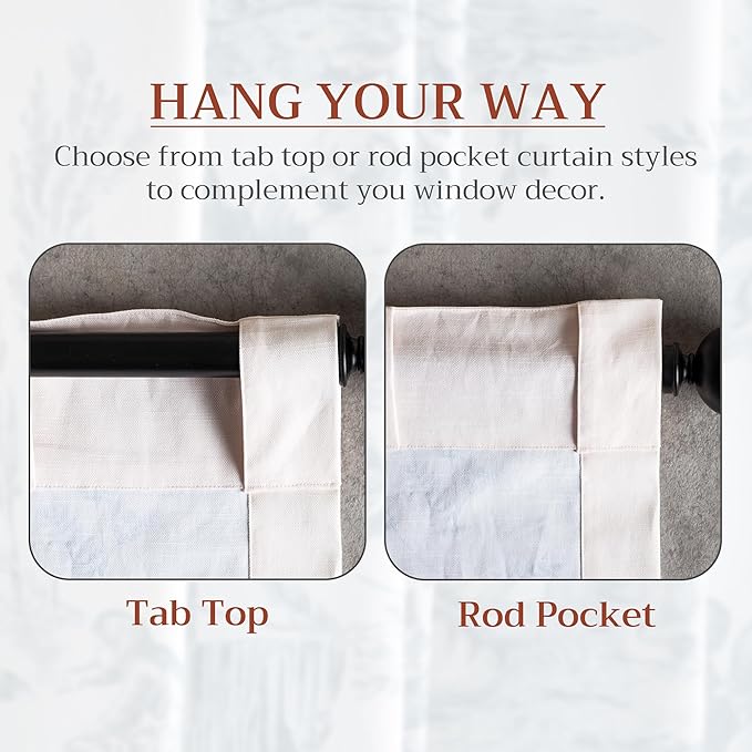 Maison d' Hermine Curtains for Living Room 100% Cotton 84 inch Length Two Panels Light Filtering Curtains for Bedroom Windows with Rod and Loop Pockets Drapes (Neo Ipomee Beige, 50" W x 84" L)