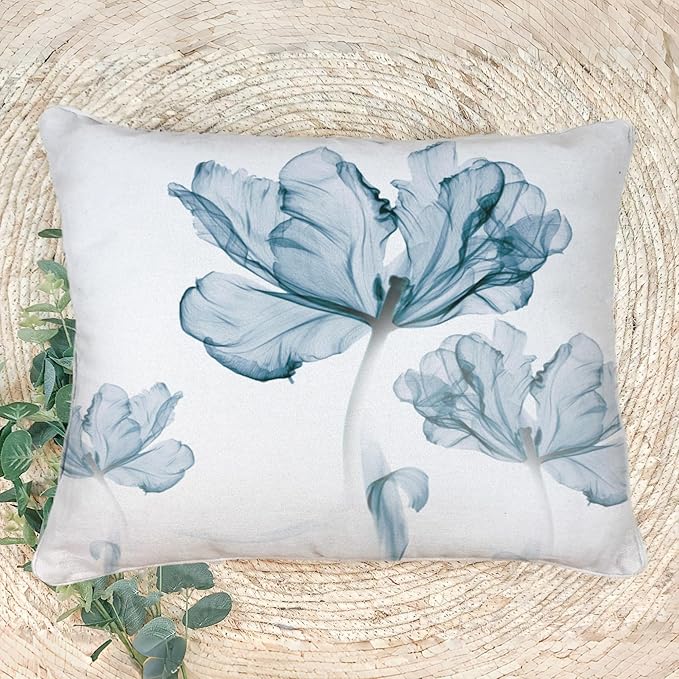 Textured Modern Minimalist Pillow Cover with Creative Floral Print, Digital-Printed Square Cushion Cover for Living Room Sofa (12 * 20inch-03025)