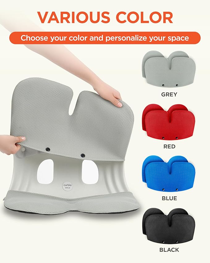 curble Grand Cover, Detachable Cover for Adult Chair, Ergonomic Chair Back Support and Lumbar Support (Grey)