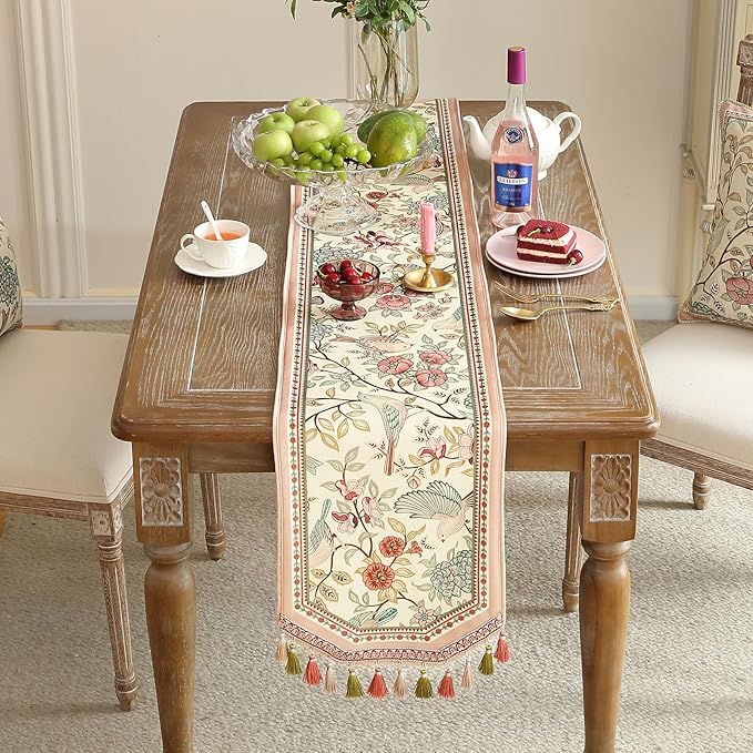 patdrea Velvet French Table Runner Farmhouse for Home Kitchen Dining Decor Parties Family Dinners Wedding 12"*71"