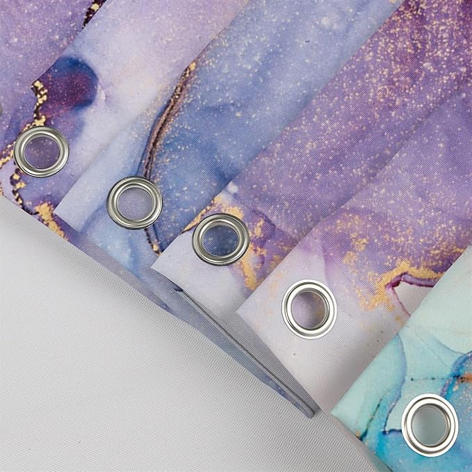 Renaiss Purples Blue Marble Shower Curtain Modern Abstract Watercolor Ink Painting Shower Curtain for Bathroom Room Partition Hotel Bathtub Decorative Shower Curtains Waterproof 48" W x 72" L