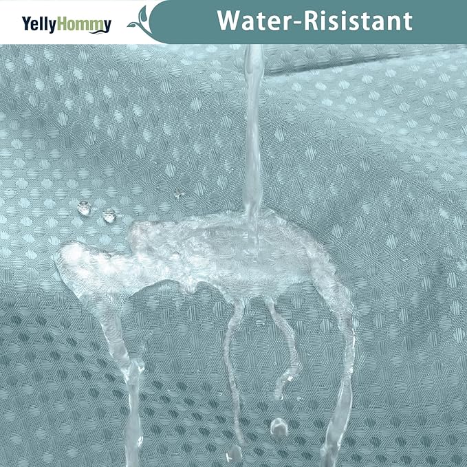YellyHommy No Hook Shower Curtain with Snap in Liner Set Less Time Waffle Shower Curtain for Bathroom 75" L x 72" W Cyan