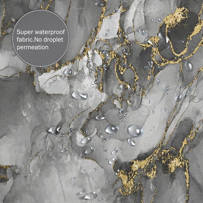 Domoku Brown Gold Marble Shower Curtain,Brown Golden Cracked Lines Abstract Modern Shower Curtain for Bathroom Decor,Waterproof Texture Washable Fabric Shower Curtain,72 X 72