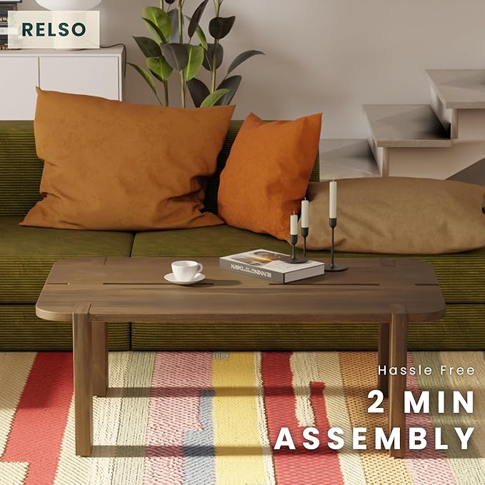 Mocha Coffee Table – Handcrafted Mango Wood Table with Coffee Finish | Large Accent Piece for Living Room, Patio, Entryway, or Office – Durable Centerpeice | Easy Assembly, Mid Century Decor