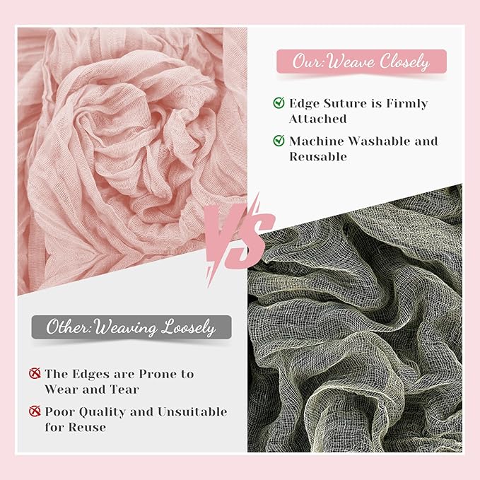 Pink Table Runner, 10Ft 120in Cheesecloth Table Runner, Gauze Rustic Cheese Cloth Table Runners for Wedding, Party, Baby & Bridal Shower, Boho Table Runners for Christmas Thanksgiving Halloween Easter