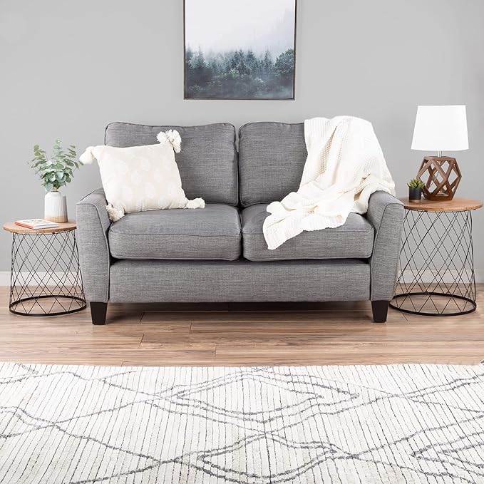 End Tables Set of 2 - Nesting Tables with Removable Wood Tops and Metal Basket Bases for Blanket Storage - Round Side Furniture for Living Room, Bedroom, or Home Office by Lavish Home (Brown)