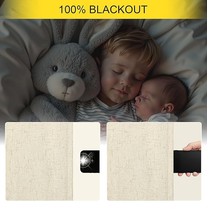 92 Inch Curtains 2 Panel Set UV Light Blocking Summer Farmhouse Curtains for Living Room Darkening Curtain for Nursery Kids Bedroom Linen Look Blackout Drape Thermal Insulating 52x92 Long Length Beige