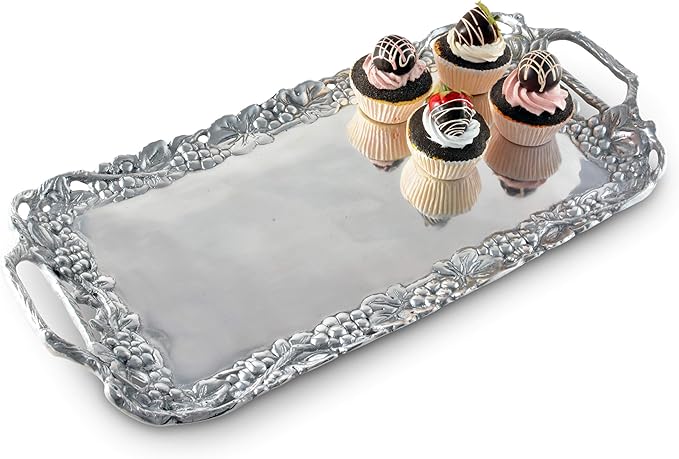 Arthur Court Designs Metal Aluminum Grape Decorative Serve Ware Serving Tray/Platter 21 inch x 10 inch