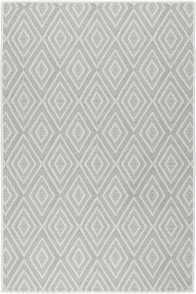 Dash and Albert Diamond Machine Washable Area Rug - Runner - 2.5' x 8' Platinum/White - Diamond Accent Rug - Anti-Slip Backing, Lightweight, Machine Washable, High Traffic Areas Kitchen, Laundry Room