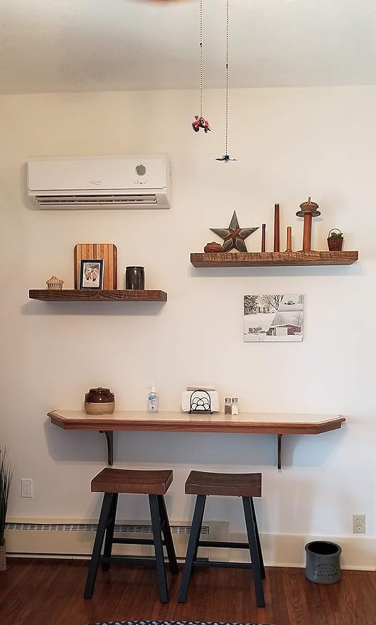 joelsantiques - 18 Inch Wooden Floating Shelves for Wall - 18x6x2 in - Made of Natural Wood - Short Heavy Duty Rustic Wall Shelves for Bedroom - Perfect for Bathroom, Kitchen - Medium Brown