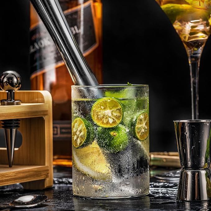 SOING Mixology 24-Piece Bartender Kit,Perfect Home Cocktail Shaker Set for Drink Mixing,Stainless Steel Bar Tools with Stand,Velvet Carry Bag & Recipes Cards Included