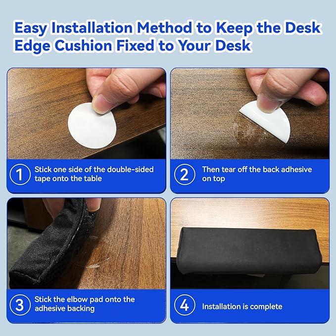 L-Shaped Desk Edge Cushion Desk Elbow Pad with High Density Foam Ergonomic Anti-Slip Wrist Support Desk Arm Rest Pad for Office Typing Gaming 11.8 * 3.9 * 1.5 Inch