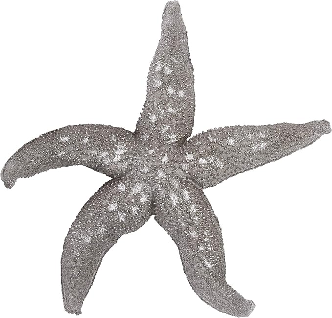 Howard Elliott Decorative Deep Starfish Figurine Hanging Wall Art for Home & Garden Decor, Silver Leaf Finish Abstract Decorative Sea Animal Figure for Tabletop & Wall Decoration 19 x 19 Inch, Large