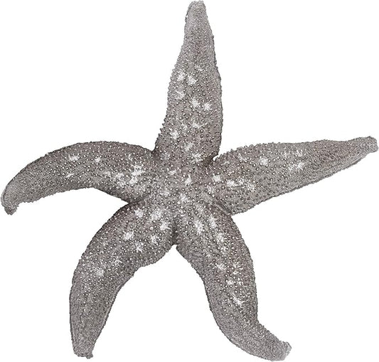 Howard Elliott Decorative Deep Starfish Figurine Hanging Wall Art for Home & Garden Decor, Silver Leaf Finish Abstract Decorative Sea Animal Figure for Tabletop & Wall Decoration 19 x 19 Inch, Large