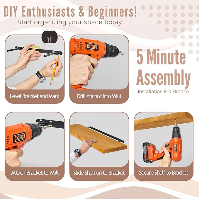 Sorbus 35' Maple Wood Floating Shelves - Set of 2, Solid Pine, Wall Mounted, Rustic Style, Bathroom & Bedroom