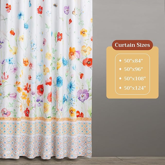 Maison d'Hermine Curtains for Living Room 100% Cotton 96 inch Length One Panel Window Toile Curtains for Bedroom with Loop & Rod Pockets, Gifts for Mothers Day (Summer Whisper, 50" W x 96" L)