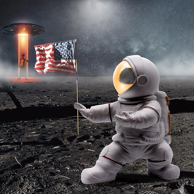 Astronaut Figurine Statue for Desk and Office Decor - Mini Spaceman Figures for Shelf, Gaming, and Men's Room Decorations - Space Gifts and Cool Masculine Home Decor Accessories