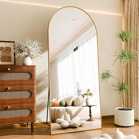 SUNQUEEN 71"x28" Floor Mirror Full Length, Arched Full Length Mirror with Stand, Full Body Mirrors for Bedroom Living Room or Cloakroom Gold