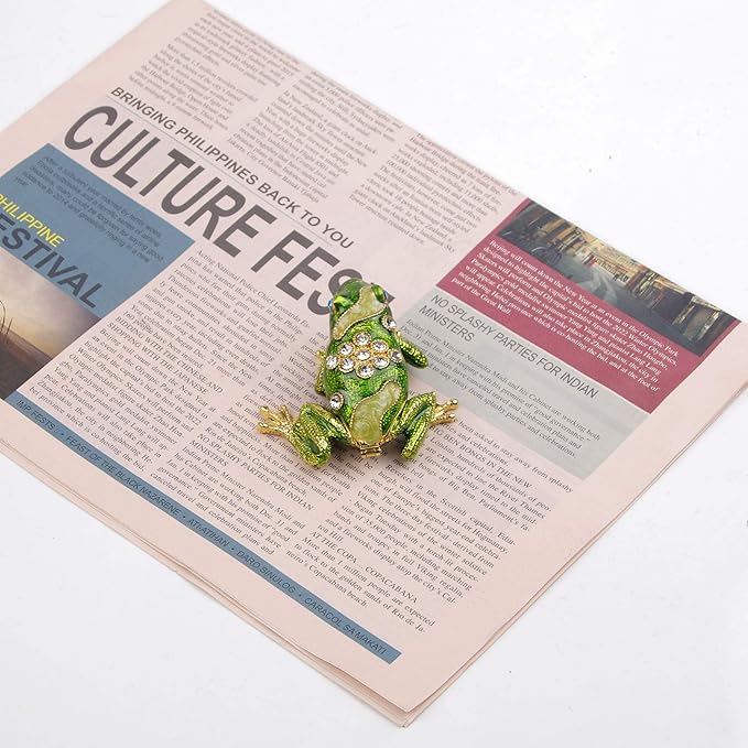 SEVENBEES Hand Painted Crystal Frog Figurine Gift Idea Decorative Jewelry Boxes Hinged Trinket Box - Mothers Day Gifts