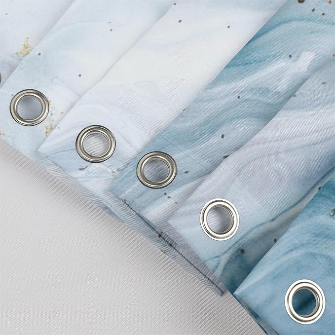Renaiss Blue Marble Shower Curtain Modern Abstract Blue White Ombre Luxury Art Bathroom Shower Curtain Glitter Waterproof Shower Curtains Set with Hooks Pretty Bathtub Decor 60" W x 72" L