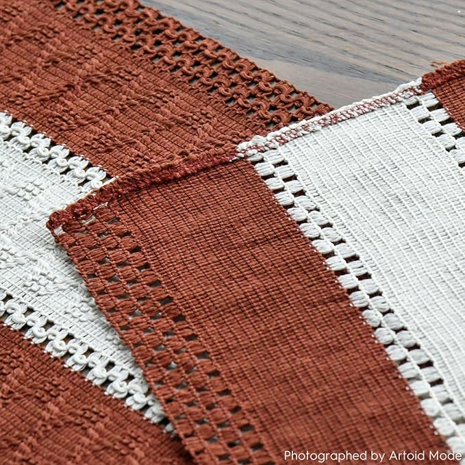 Artoid Mode Caramel Farmhouse Rustic Table Runner, Seasonal Hollow Kitchen Dining Table Decoration for Home Party Decor 12x72 Inch