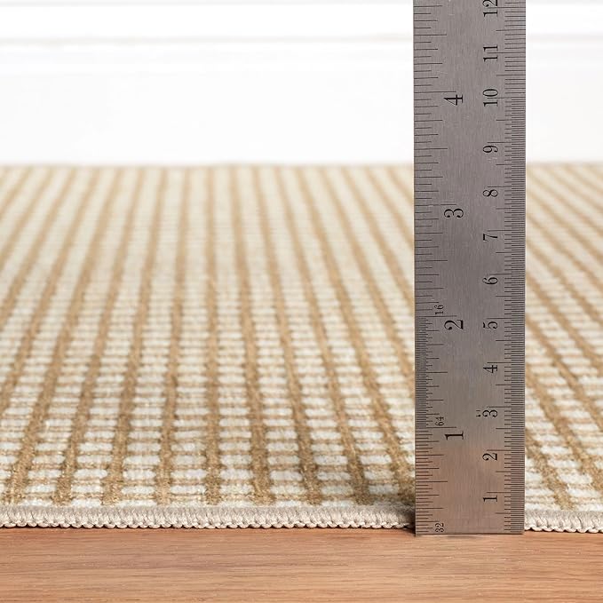 Dash & Albert Hartley Natural Machine Washable Rug, 6 X 9 Feet, Natural Plaid Pattern