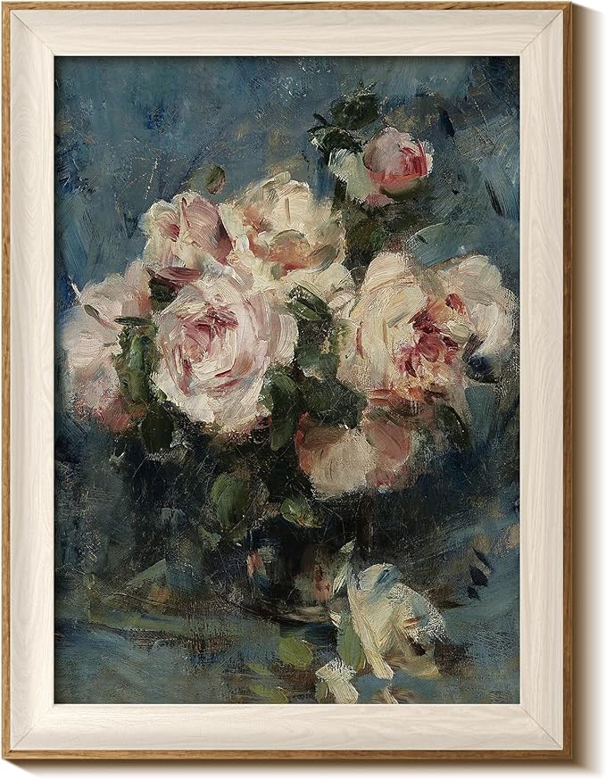 InSimSea Framed Canvas Wall Art of Bedroom Decor - Vintage Floral Flower Wall Decor, Botanical Art Work Paintings Room Decor Home Decor Living Room Bedroom Bathroom 12x16In