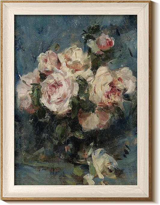 InSimSea Framed Canvas Wall Art of Bedroom Decor - Vintage Floral Flower Wall Decor, Botanical Art Work Paintings Room Decor Home Decor Living Room Bedroom Bathroom 12x16In