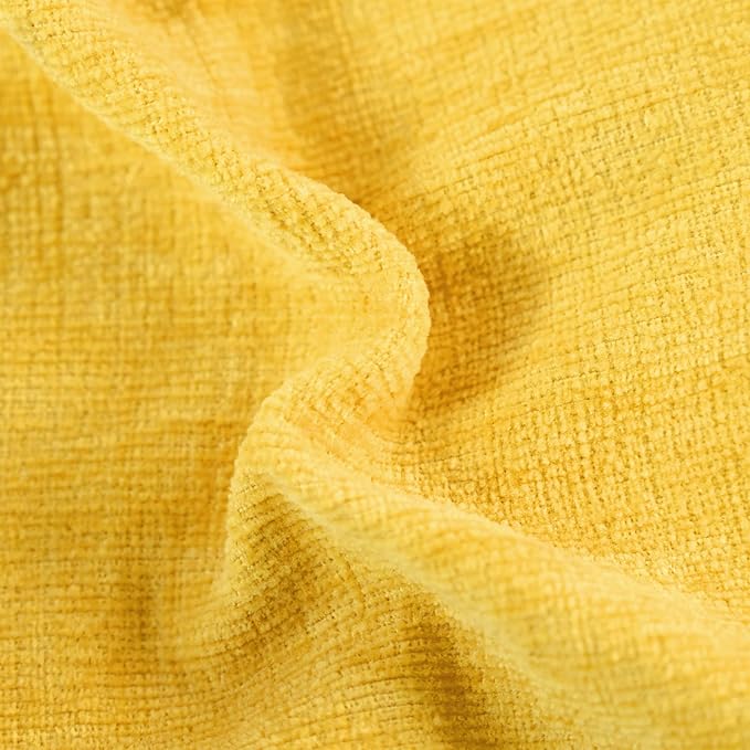 CaliTime Throw Pillow Covers Decorative 20 X 20 Inches Pack of 2 Cozy Chenille Cushion Cases for Couch Sofa Bed Living Room Home Mustard Yellow