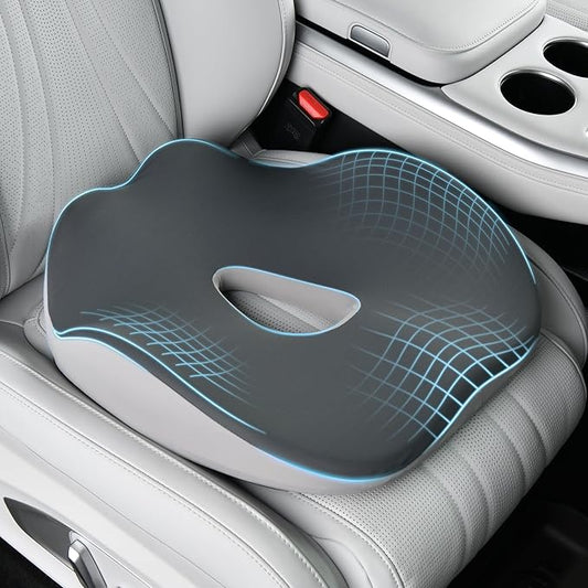 Coverado Car Seat Cushion with Memory Foam, Ergonomic Driving Seat Cushion for Sciatica, Tailbone, Back Pain Relief, Premium Non-Slip Washable Cushion for Car, Driver, Office, Wheelchair