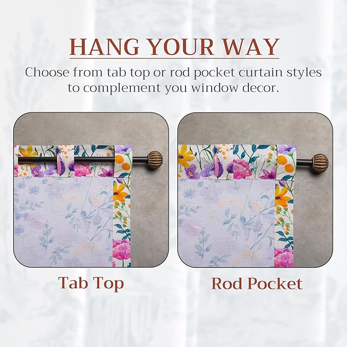 Maison d'Hermine Curtains for Living Room 100% Cotton 108 inch Length Two Panels Window Curtains for Bedroom with Loop & Rod Pockets - Maia, 50" W x 108" L